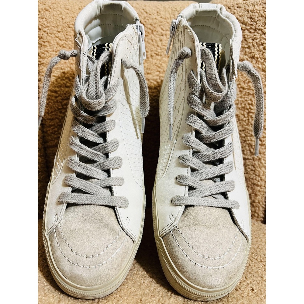 Shu Shop Shoes Womens 9 White High Top Lace Up Sneakers Zip Star Detail